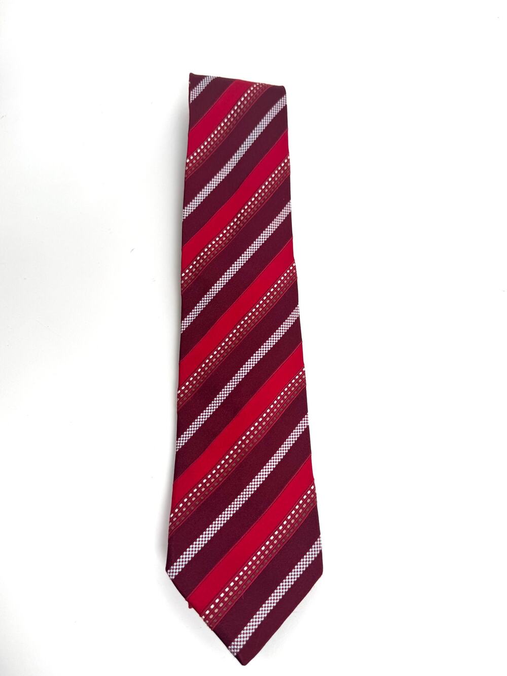 Ermenegildo Zegna Red Burgundy Striped Silk Blend Tie Size XL